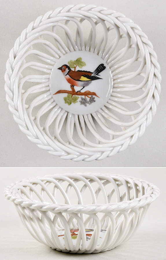 HO 4" Round Open Weave Basket by Herend-1