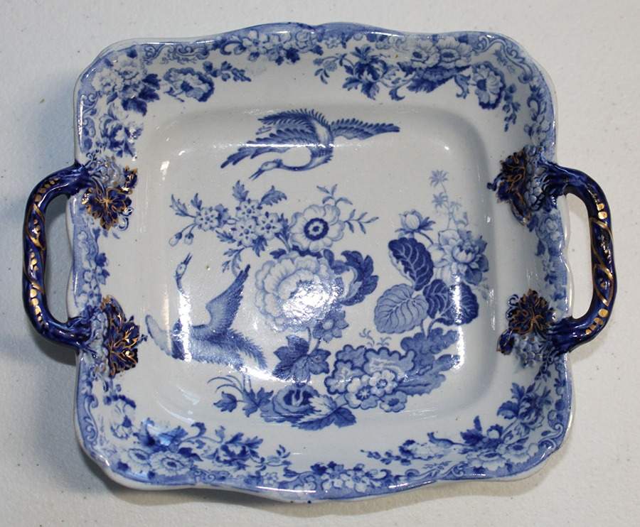Exotic Birds Handled Cake Plate by Hicks, Meigh & Johnson-1