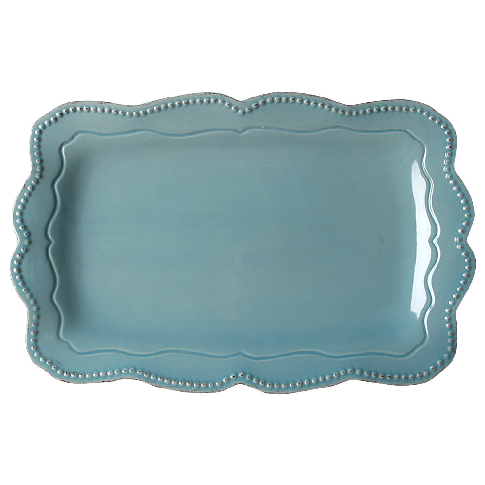 Capri Aqua 14" Rectangular Serving Platter by Home Accents-1