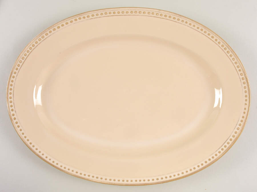 Beaded Cream 14" Oval Serving Platter by Home-1