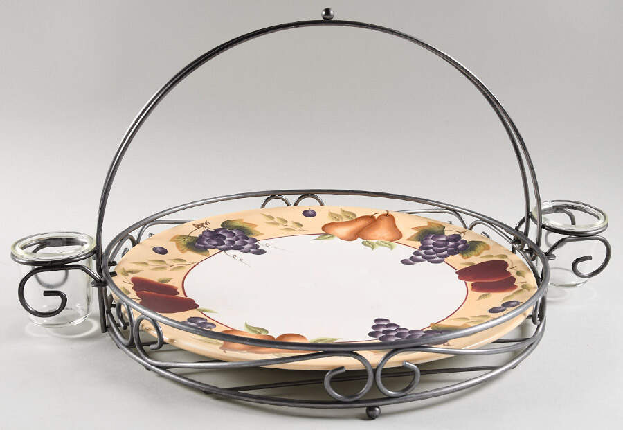 Sonoma Villa 13" Round Chop Platter & Metal Holder W/Tea Lights by Home Interiors-1