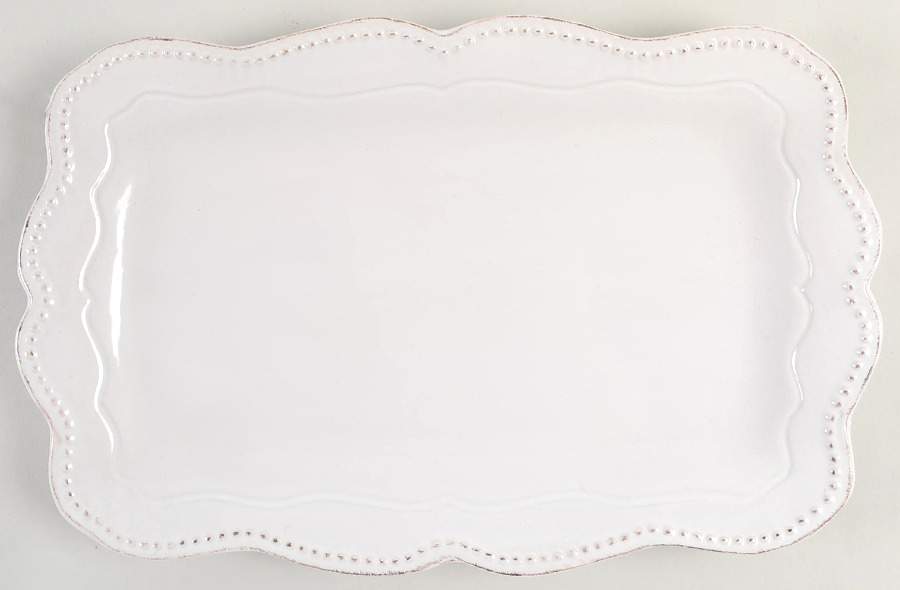 Capri White 14" Rectangular Serving Platter by Home Accents-1