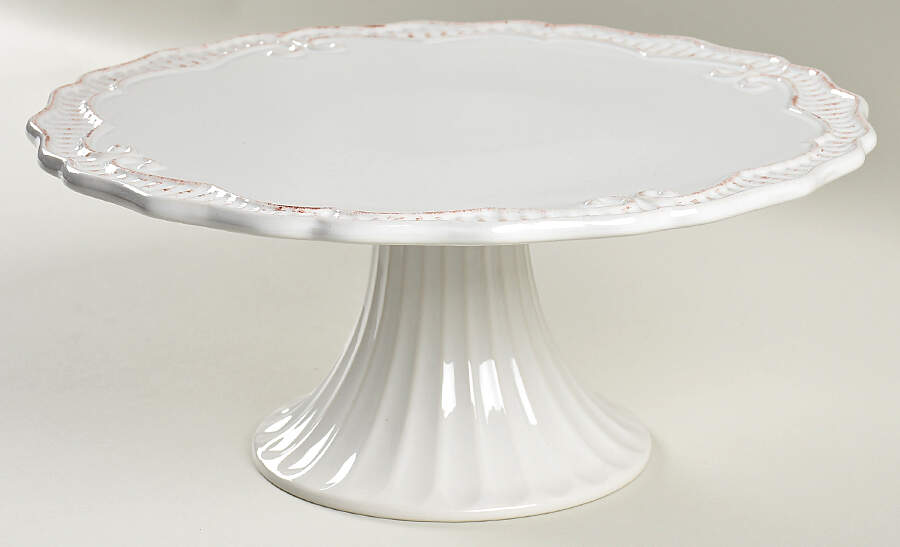 Capri White Footed Cake Plate by Home Accents-1