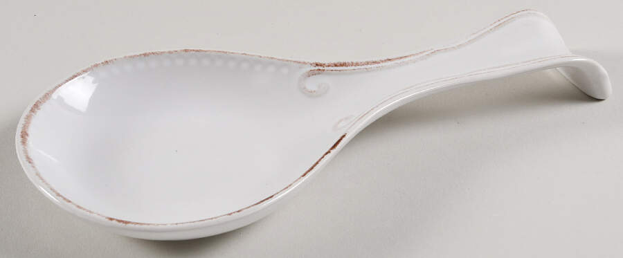 Capri White Spoon Rest/Holder (Holds 1 Spoon) by Home Accents-1