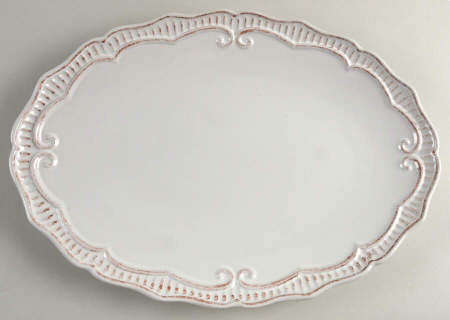 Capri White 18" Oval Serving Platter by Home Accents-1