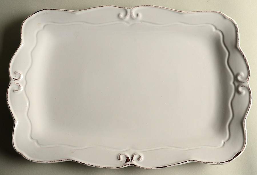 Capri White 16" Rectangular Serving Platter by Home Accents-1
