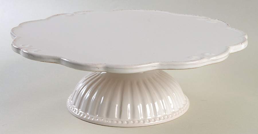 Capri White 11" Diameter Pedestal Cake Stand by Home Accents-1