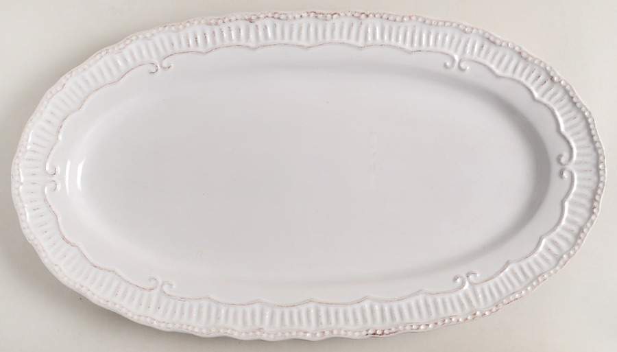 Capri White 16" Oval Serving Platter by Home Accents-1