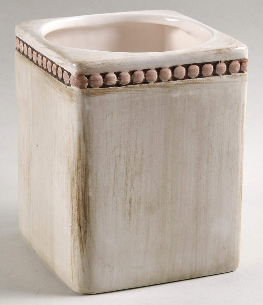 Beaded Antique White Medium Canister No Lid by Home Essentials-1