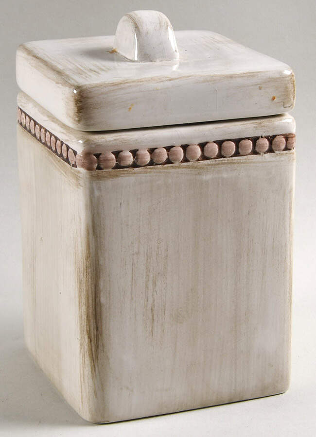 Beaded Antique White Medium Canister & Lid by Home Essentials-1