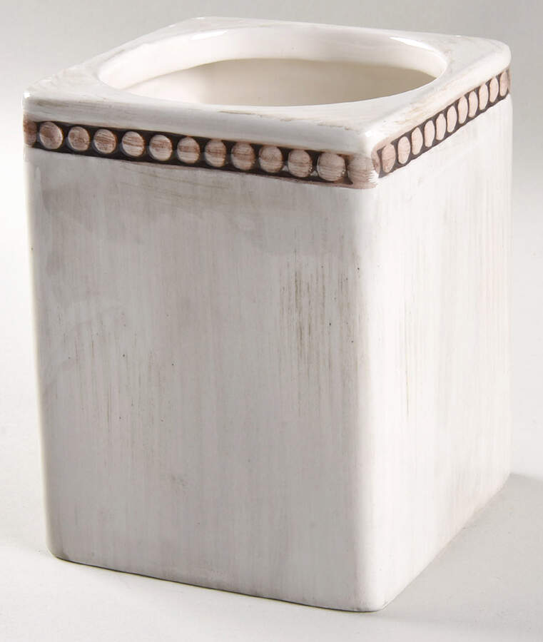 Beaded Antique White Small Canister No Lid by Home Essentials-1
