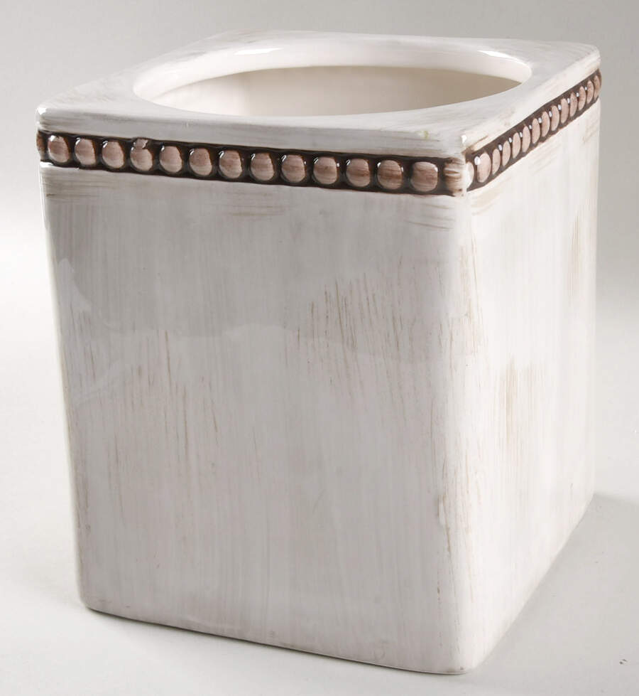 Beaded Antique White Large Canister No Lid by Home Essentials-1