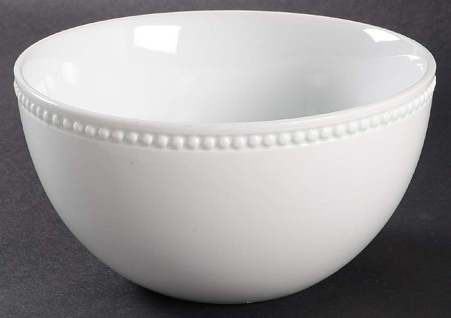 Simply White Beaded Rim Soup/Cereal Bowl by Home Accents-1