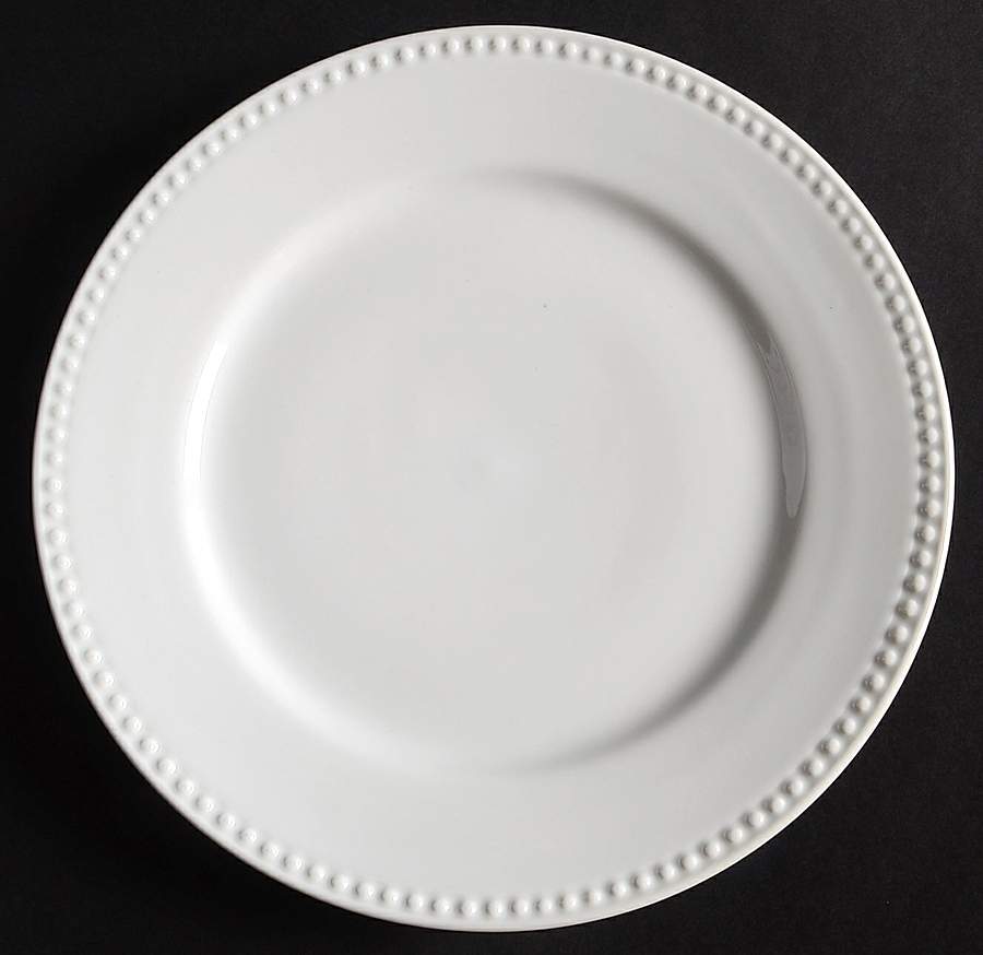 Simply White Beaded Rim Salad Plate by Home Accents-1