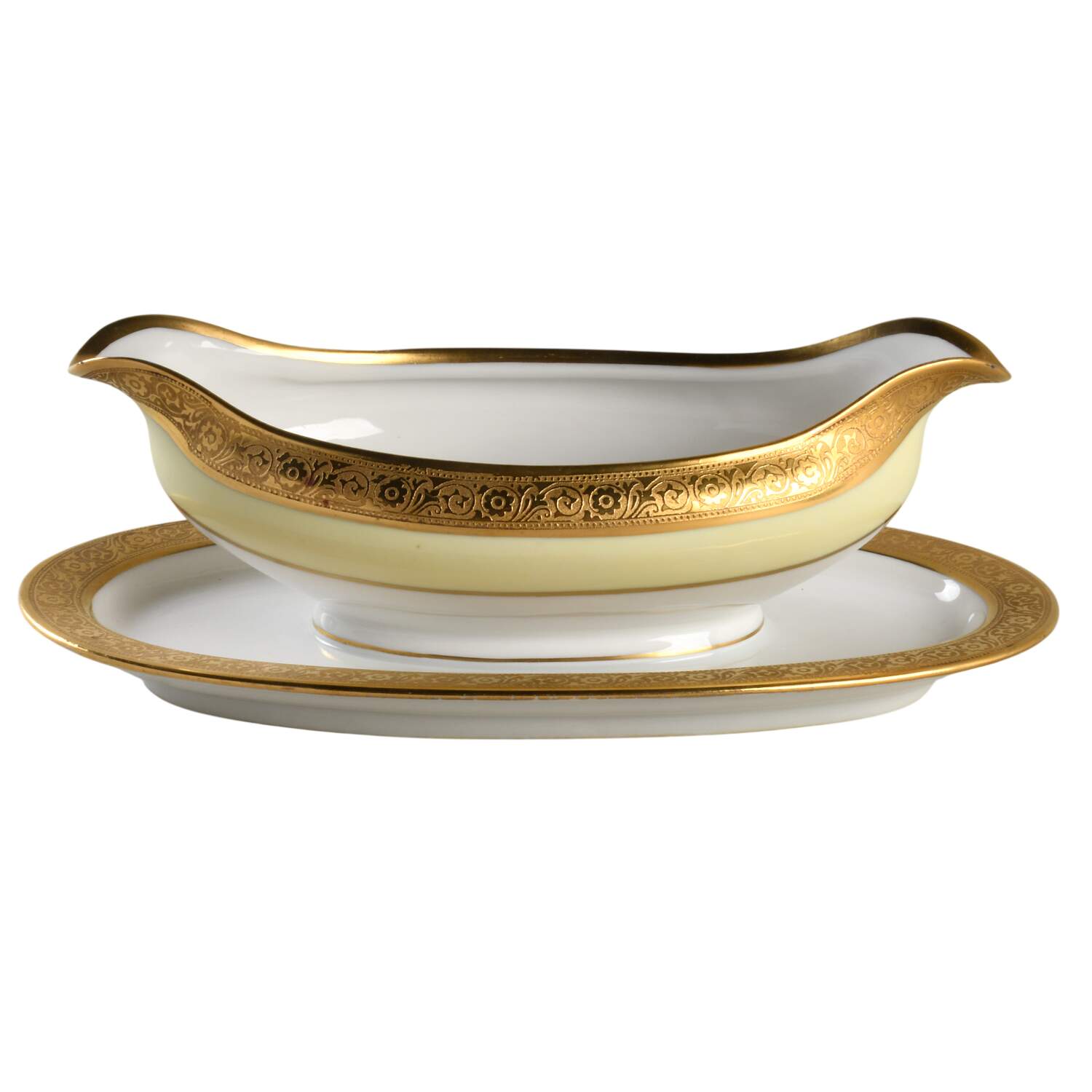 HUT5 Reverse Gravy Boat with Attached Underplate by Hutschenreuther-1