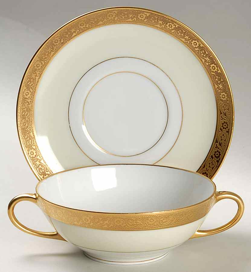HUT5 Reverse Flat Cream Soup Bowl & Saucer Set by Hutschenreuther-1