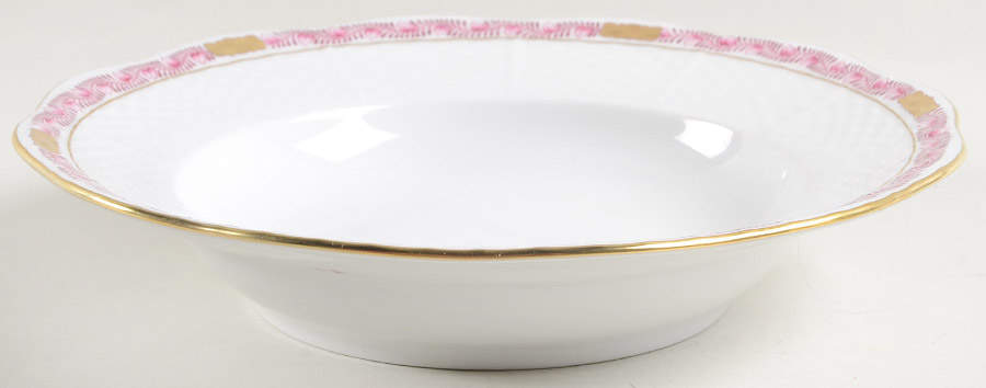 Chinese Bouquet Garland Raspberry Rim Soup Bowl by Herend-1