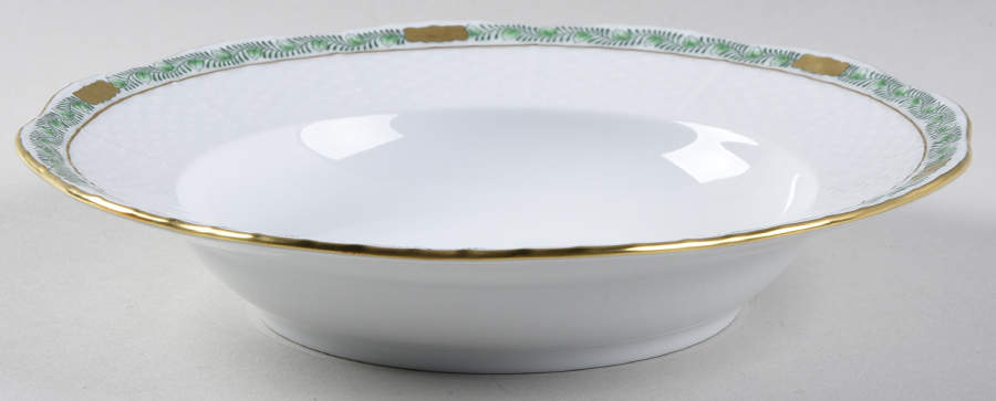 Chinese Bouquet Garland Green Rim Soup Bowl by Herend-1