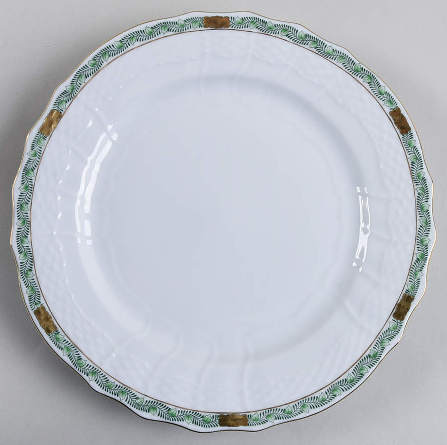 Chinese Bouquet Garland Green Service Plate (Charger) by Herend-1