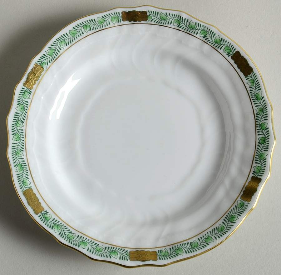 Chinese Bouquet Garland Green Bread & Butter Plate by Herend-1