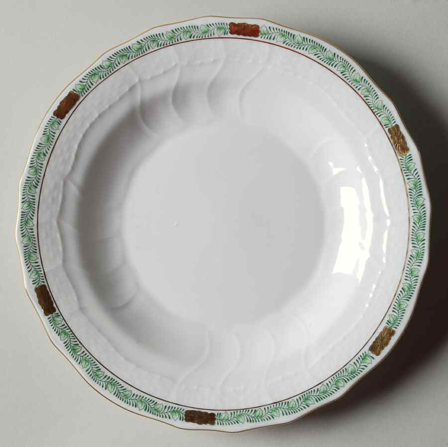 Chinese Bouquet Garland Green Dessert/Pie Plate by Herend-1