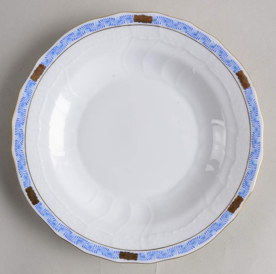 Chinese Bouquet Garland Blue Dessert/Pie Plate by Herend-1