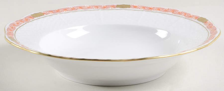 Chinese Bouquet Garland Rust Rim Soup Bowl by Herend-1
