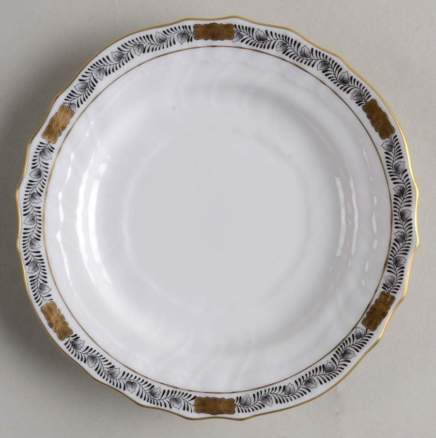 Chinese Bouquet Garland Black Bread & Butter Plate by Herend-1