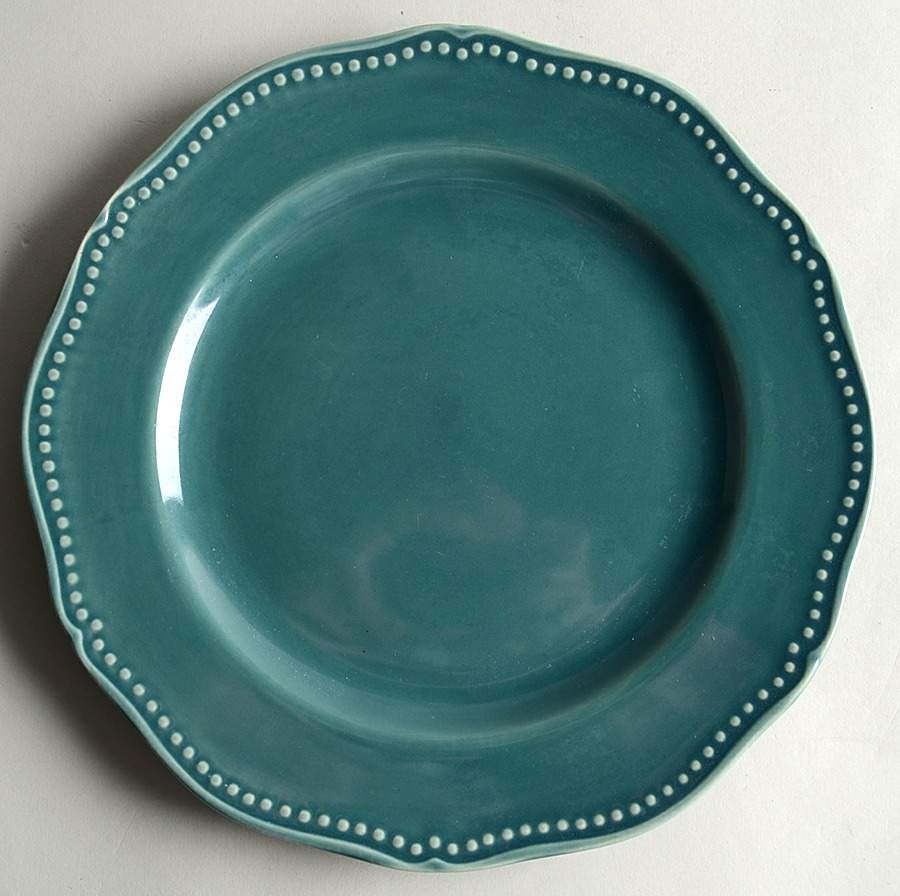 Beaded Scallop Teal Dinner Plate by Home-1