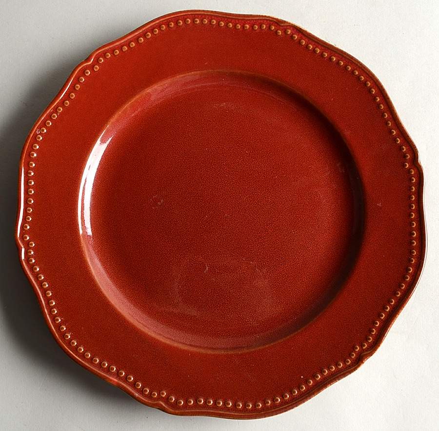 Beaded Scallop Merlot Red Dinner Plate by Home-1