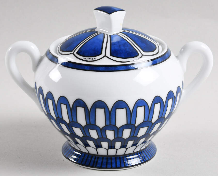 Bleus d'Ailleurs Sugar Bowl & Lid by Hermes-1