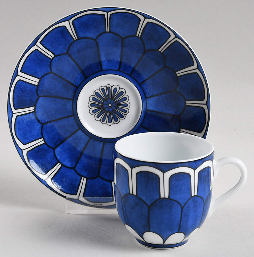 Bleus d'Ailleurs Footed Demitasse Cup & Saucer Set by Hermes-1