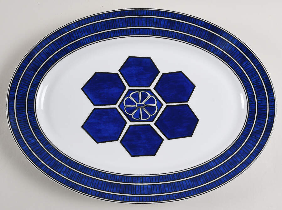 Bleus d'Ailleurs 16" Oval Serving Platter by Hermes-1