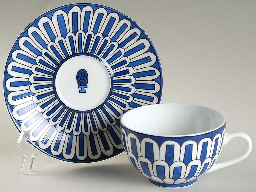 Bleus d'Ailleurs Footed Cup & Saucer Set by Hermes-1