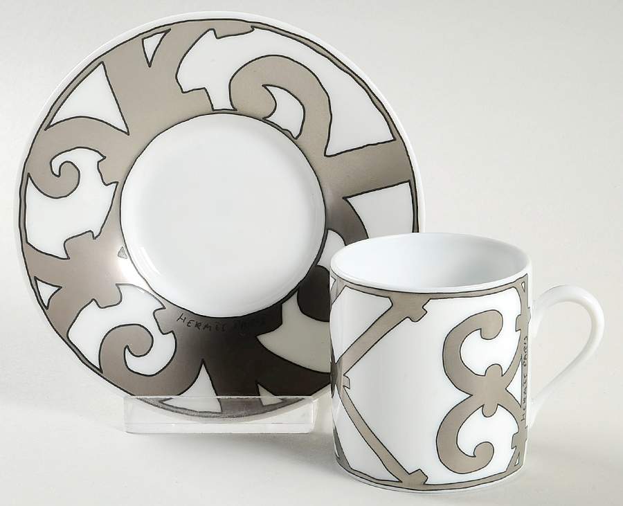 Balcon du Guadalquivir Platinum Flat Demitasse Cup & Saucer Set by Hermes-1