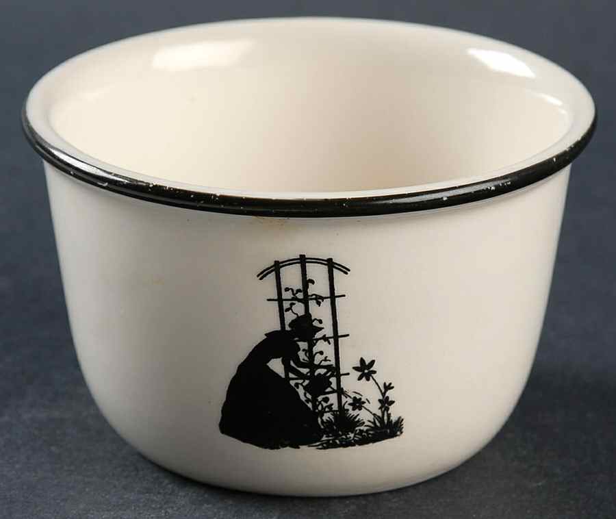 Colonial Lady (Smooth) Black Trim Custard Cup by Harker-1