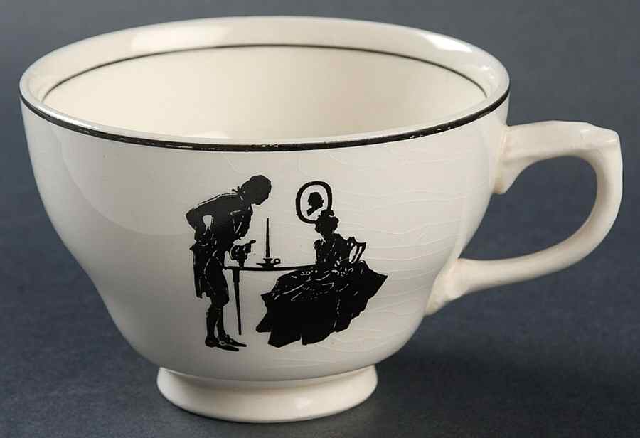 Colonial Lady (Smooth) Black Trim Footed Cup by Harker-1