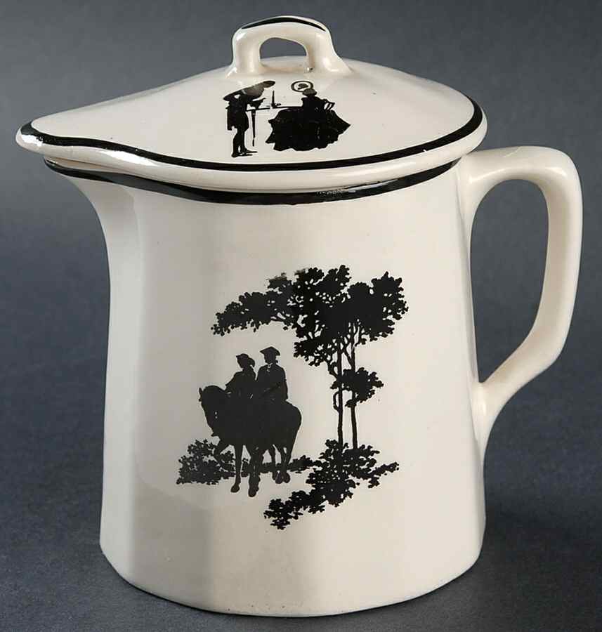 Colonial Lady (Smooth) Black Trim Creamer & Lid by Harker-1