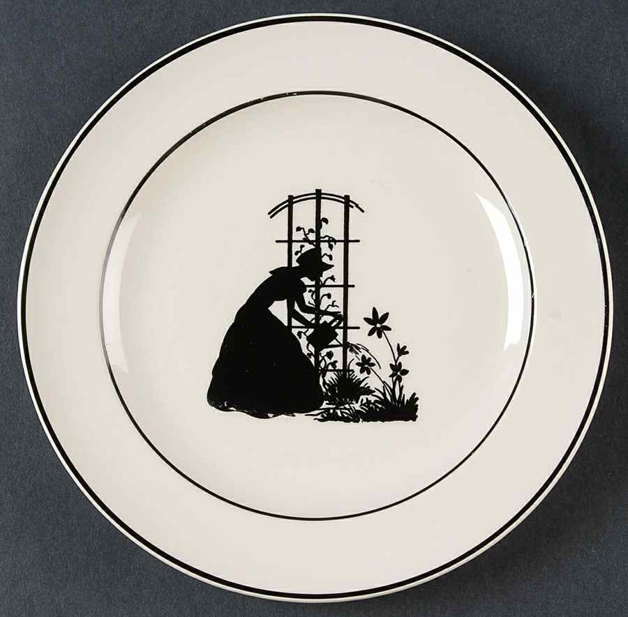 Colonial Lady (Smooth) Black Trim Bread & Butter Plate by Harker-1