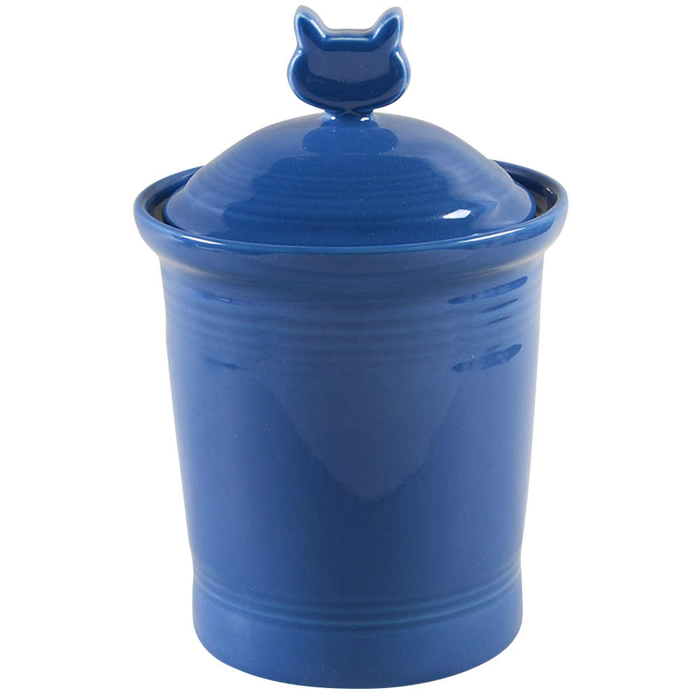 Fiesta Lapis Blue (Intro 2013) Cat Treats Holder/Jar & Lid by Homer Laughlin -1