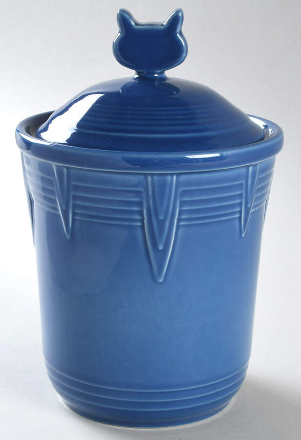 Fiesta Lapis Blue (Intro 2013) Cat Treats Canister & Lid by Homer Laughlin -1