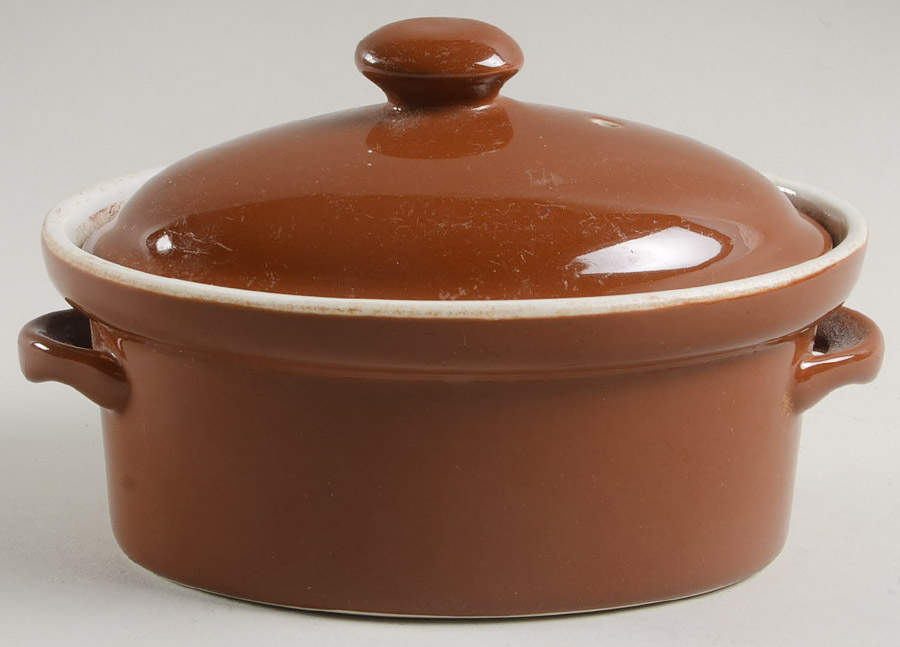 Brown Individual Casserole & Lid by Hall-1