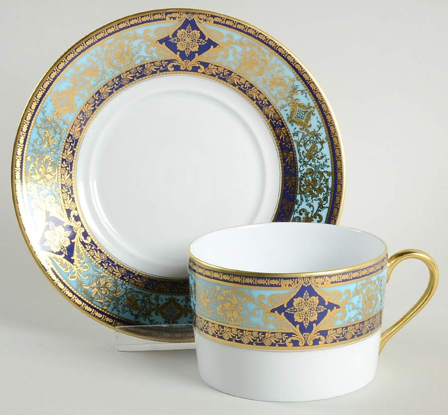 Matignon Blue Flat Cup & Saucer Set by Haviland-1