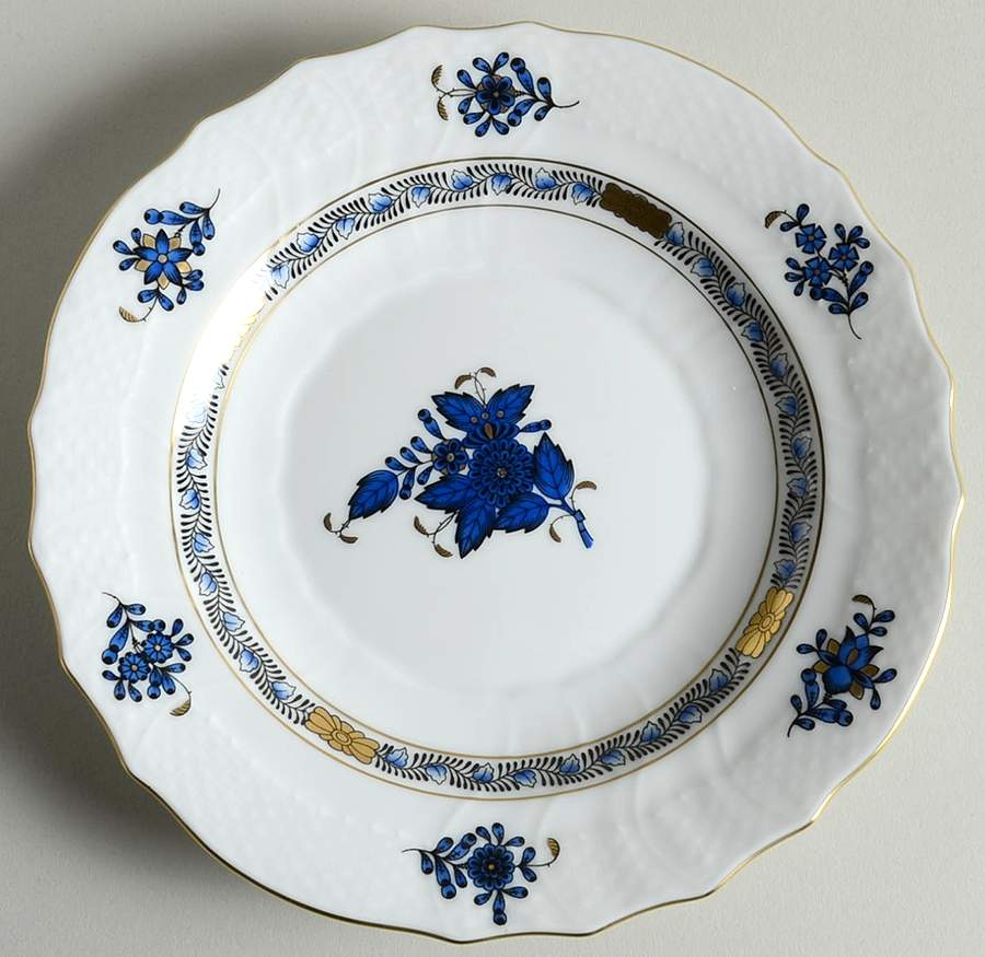 Chinese Bouquet Black and Blue Salad Plate by Herend-1