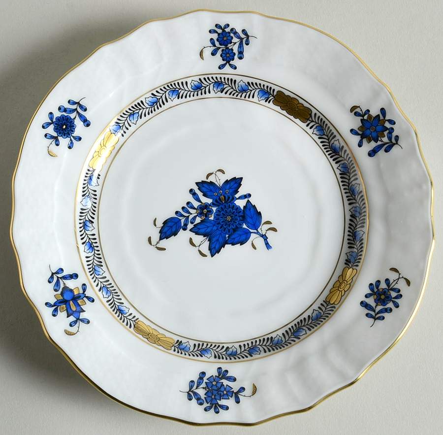 Chinese Bouquet Black and Blue Bread & Butter Plate by Herend-1