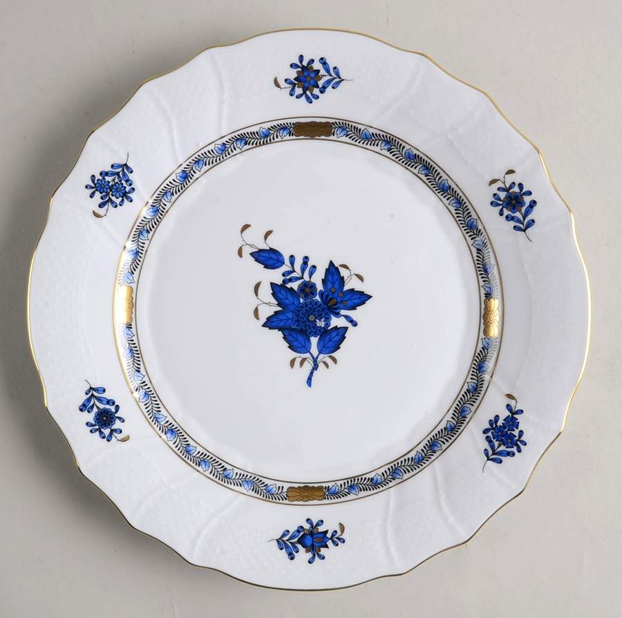 Chinese Bouquet Black and Blue Dinner Plate by Herend-1