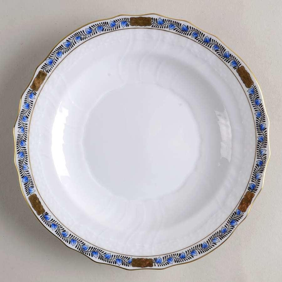 Chinese Bouquet Garland Black and Blue Salad Plate by Herend-1