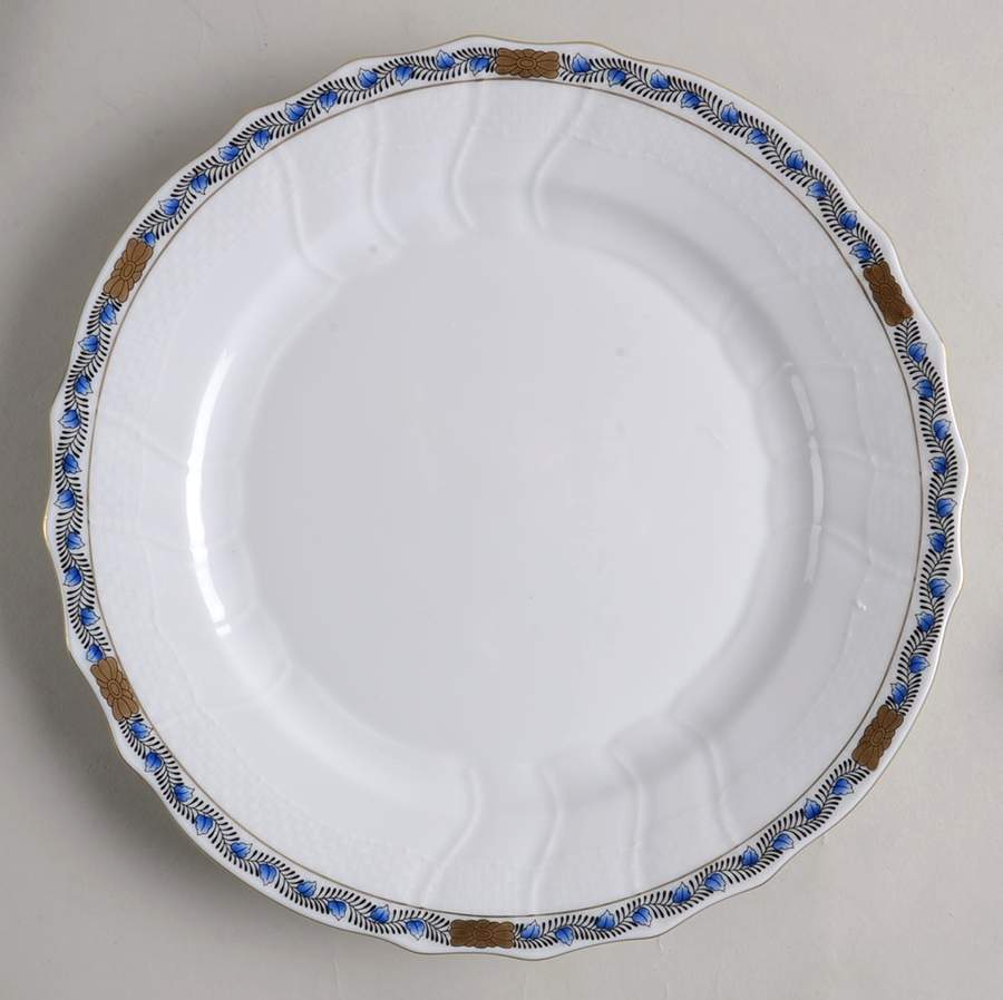 Chinese Bouquet Garland Black and Blue Dinner Plate by Herend-1