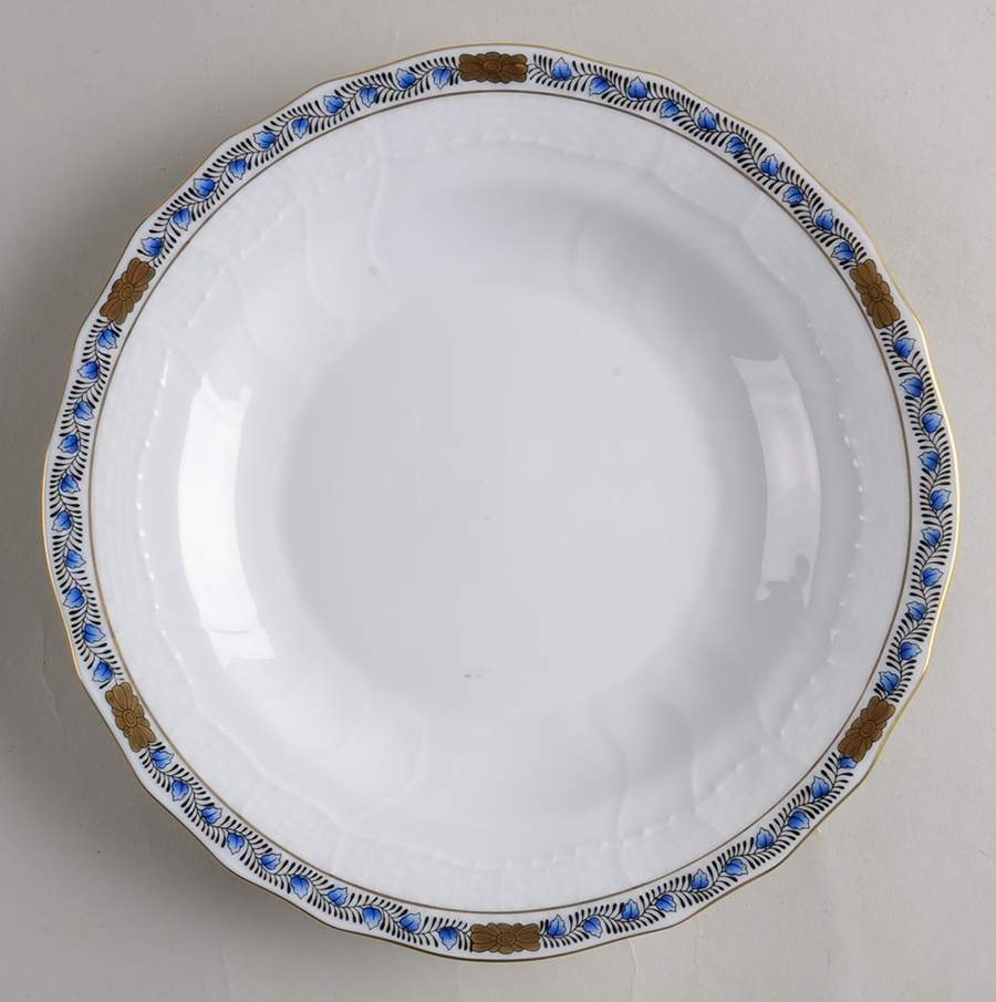 Chinese Bouquet Garland Black and Blue Dessert/Pie Plate by Herend-1