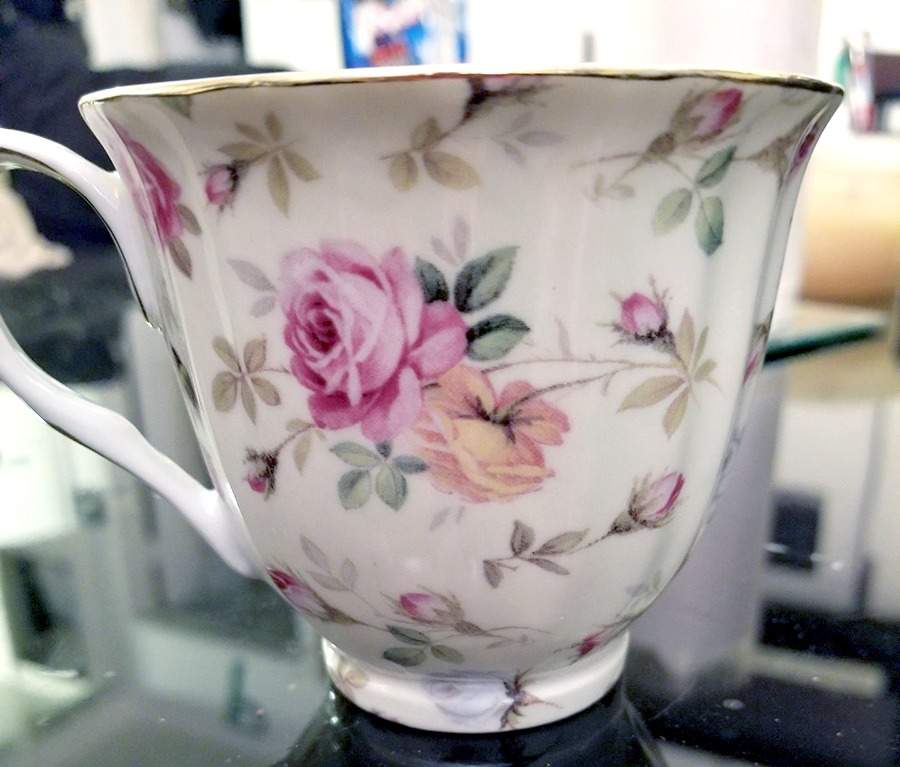 Antique Rose Chintz Flat Cup by Heirloom-1